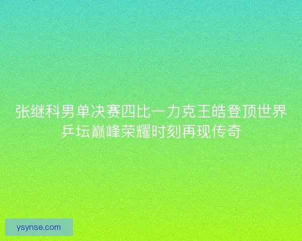 张继科男单决赛四比一力克王皓登顶世界乒坛巅峰荣耀时刻再现传奇